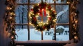 natural christmas wreath with lights In
