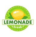 Natural citrus vitamin logo, isolated on white vector illustration. Healthy fresh food design, sweet organic fruit juice Royalty Free Stock Photo