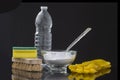 Natural cleaning tools lemon and sodium bicarbonate Royalty Free Stock Photo