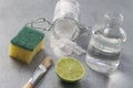 Natural cleaning tools lemon and sodium bicarbonate Royalty Free Stock Photo