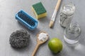 Natural cleaning tools lemon and sodium bicarbonate Royalty Free Stock Photo