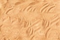 Natural close up beach sand background. Light beige, white sandy beach texture. Summer vacation, travel at sea