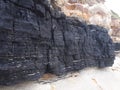 Natural coal seam above ground on a coastal headland Newcastle NSW Australia Royalty Free Stock Photo