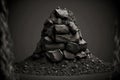 natural coal stack isolated on black background, mining industry concept Royalty Free Stock Photo