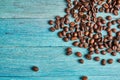 natural coffee Hot drink spilled grains view from above Royalty Free Stock Photo