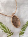 Macrame necklace with natural labradorite stone