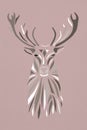 Natural color silhouette face of deer on pink background.