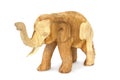 Natural color teak wood elephant isolated on white background Royalty Free Stock Photo