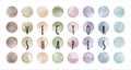 Natural colors watercolor spots, vector circles collection