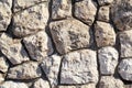 Natural contrast masonry wall stone granite is a pattern of texture, material and background with colored stones. Royalty Free Stock Photo