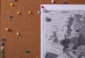 Natural cork board texture and europe map. minimalism style Royalty Free Stock Photo