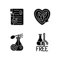 Natural cosmetics black glyph icons set on white space