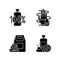 Natural cosmetics black glyph icons set on white space