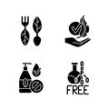 Natural cosmetics black glyph icons set on white space