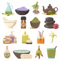 Natural Cosmetology Icons Set