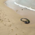 Natural costal beach area sand background foot print in sri Lanka Royalty Free Stock Photo