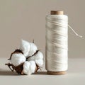 Natural Cotton Boll and Spool of Thread Royalty Free Stock Photo