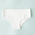 Natural cotton casual underwear white panties, classic model. Top view, flat lay. Natural underwear concept