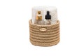 Natural cotton jute rope fiber container for small things, handmade wicker basket for home decor comfort on white background isola Royalty Free Stock Photo