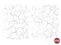 Natural cracks backgrounds. Vector overlay textures of cracked surface. One color graphic resources. Royalty Free Stock Photo