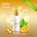 Natural Cream with Vitamin C Vector Illustration