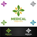 Natural Cross Medical Hospital Logo for Emergency Clinic Drug Store or Volunteers