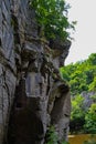 Natural cut of the stone cliff, Rocky Canyon, amazing landscape of Ukrainian nature