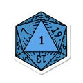 natural 1 D20 dice roll sticker Royalty Free Stock Photo