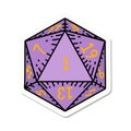 natural 1 D20 dice roll sticker Royalty Free Stock Photo