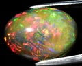 natural dark multicolor rainbow opal gem on the background Royalty Free Stock Photo