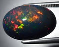 natural dark multicolor rainbow opal gem on the background Royalty Free Stock Photo