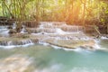 Natural deep blue stream waterfall in tropical forest