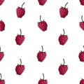 Natural delicious juicy organic berries seamless pattern with raspberries, vector color illustration on white background, isolated
