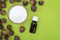 Natural detergents soap nuts and baking soda. Royalty Free Stock Photo