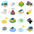 Natural disaster catastrophe icons set