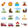 Natural Disaster Flat Icons Collection