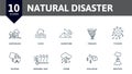 Natural Disaster icon set. Collection of simple elements such as the earthquake, flood, sandstorm, tornado, avalanche Royalty Free Stock Photo