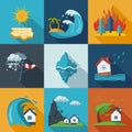 Natural Disaster Icons Royalty Free Stock Photo