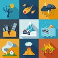 Natural Disaster Icons Royalty Free Stock Photo