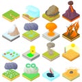 Natural disaster icons set, isometric 3d style