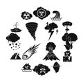 Natural disaster icons set, simple ctyle