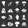 Natural disaster icons set grey vector Royalty Free Stock Photo