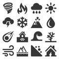 Natural Disaster Icons Set on White Background. Vector Royalty Free Stock Photo