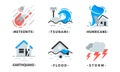 Natural Disaster Icons Vector Set. Destructive Forces of Earth