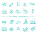 Natural Disaster, Vector illustration of thin line icons