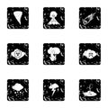 Natural disasters icons set, grunge style Royalty Free Stock Photo