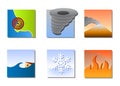 Natural disasters icons vector