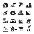 Natural Disasters Monochrome Icons Set