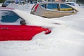 Natural disasters, snow storm with heavy snow paralyzed the city. Kolaps. Snow covered the