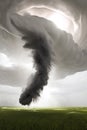 Natural Disasters, tornados, dark funnel of a tornado over thick forest area, created with Generative AI Royalty Free Stock Photo